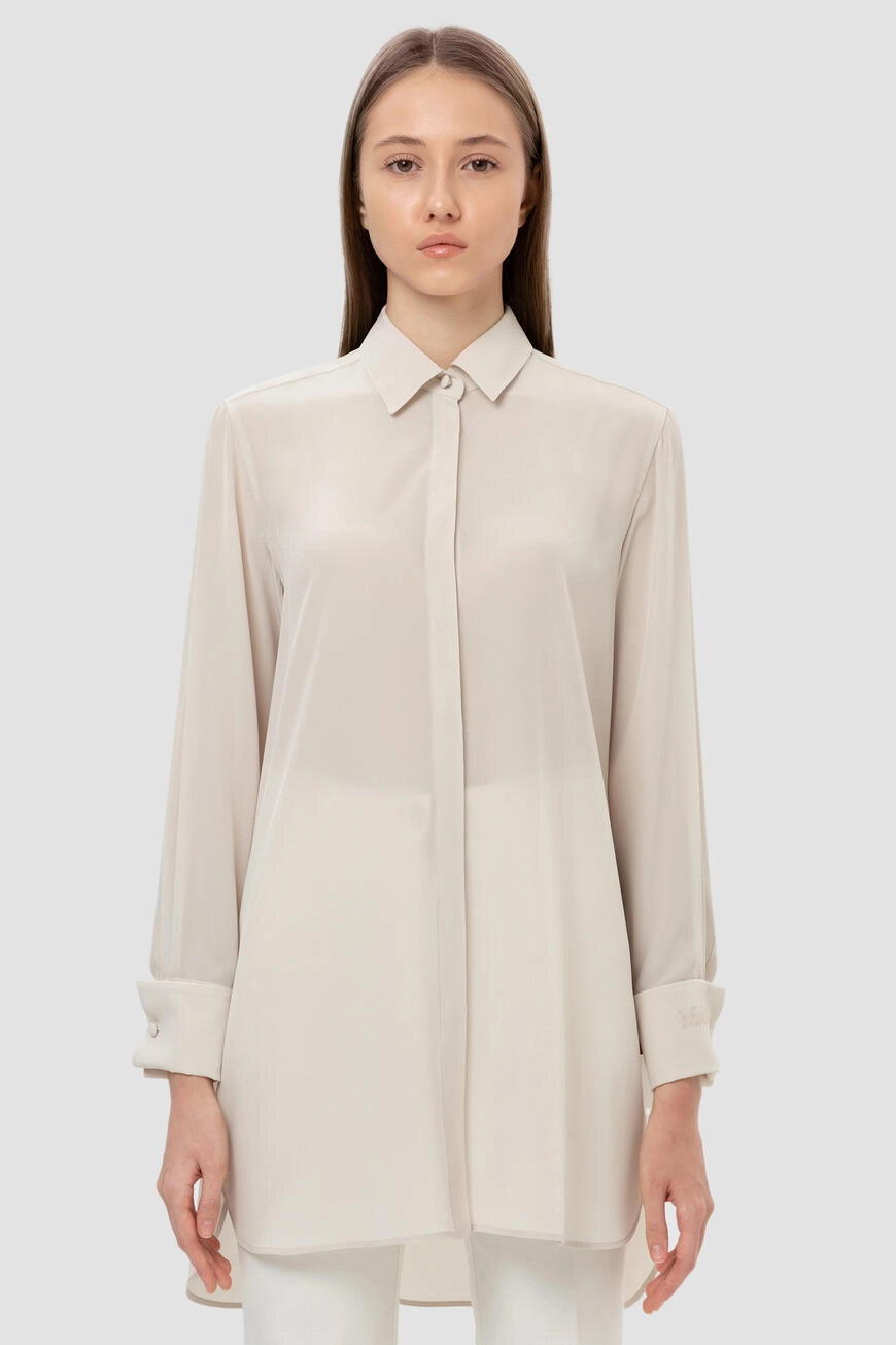 Рубашка Max Mara: Шёлк, Светло-серый | Купить Онлайн