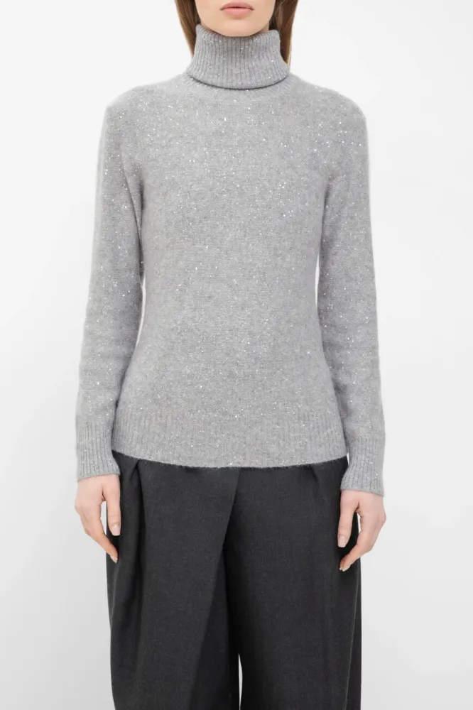 Свитер Fabiana Filippi Серый: Кашемир, Шелк, Пайетки