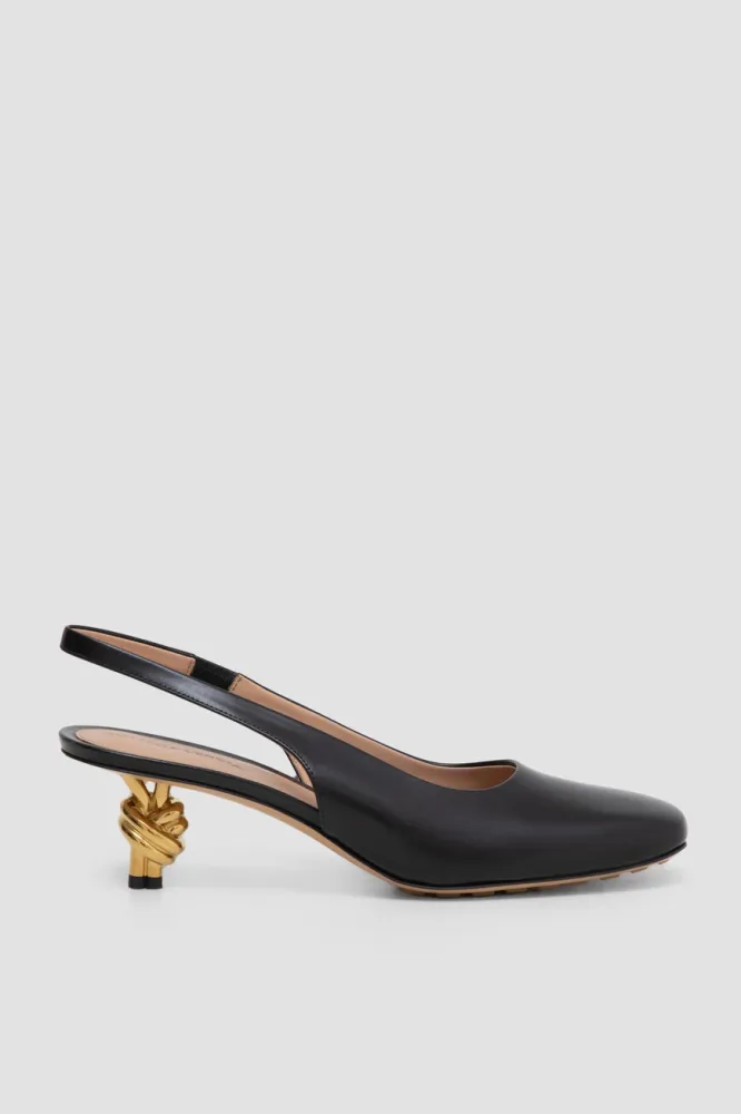 Bottega Veneta Knot: черные кожаные туфли