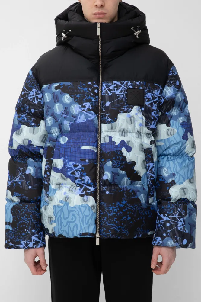 Пуховик Off-White | Верхняя одежда | Черно-синий дизайн