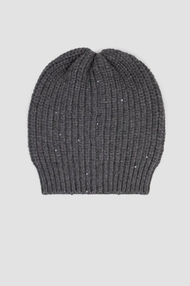 Шапка Brunello Cucinelli кашемир с пайетками — купить онлайн