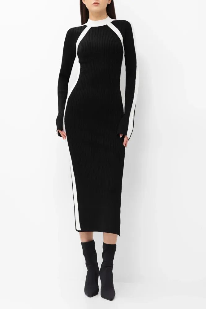 Платье Patrizia Pepe: Черно-белое, длинное, трикотажное