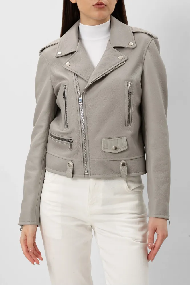 Куртка Bardini: серая байкерская из кожи, купить онлайн