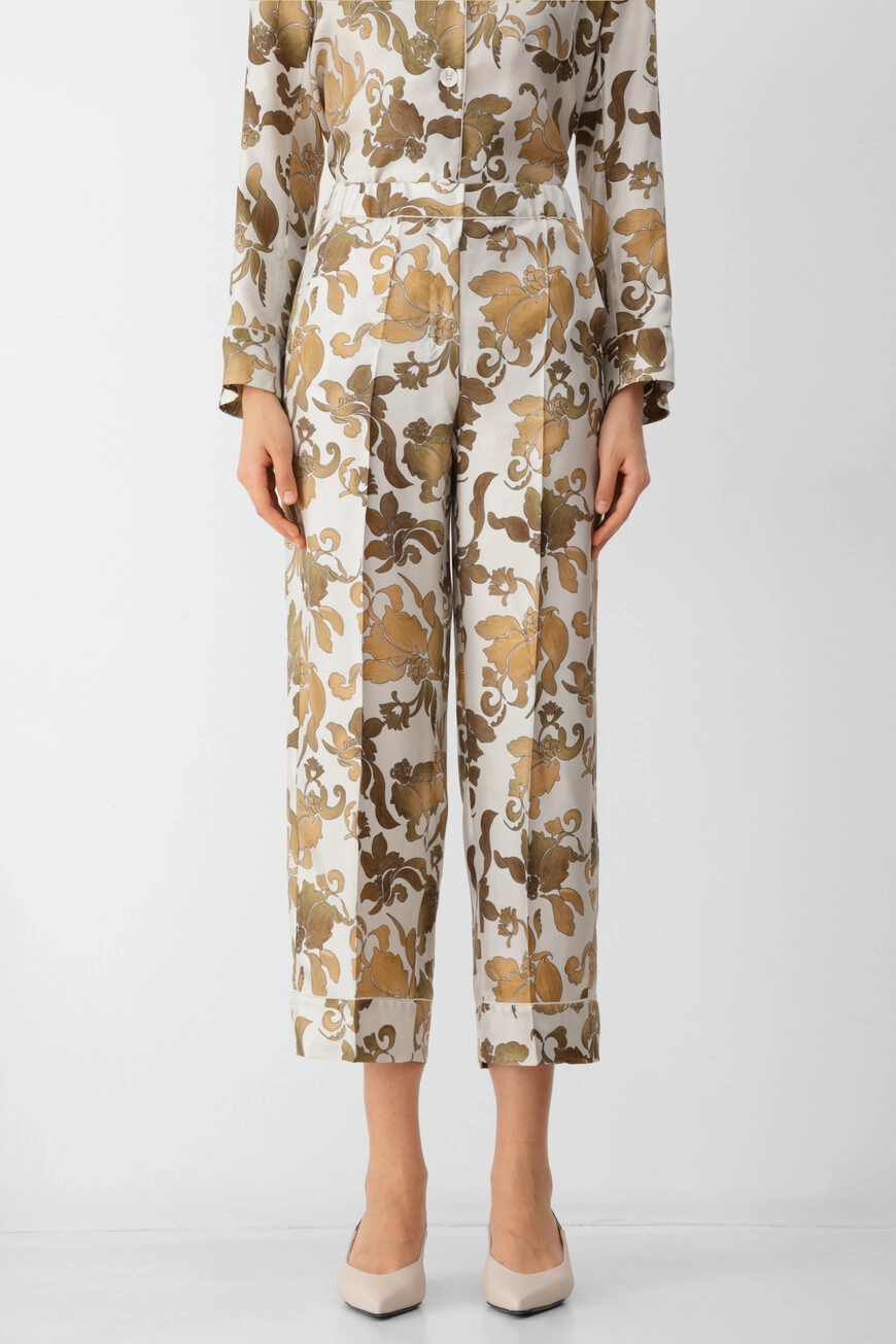 Max Mara: Белые шелковые брю...