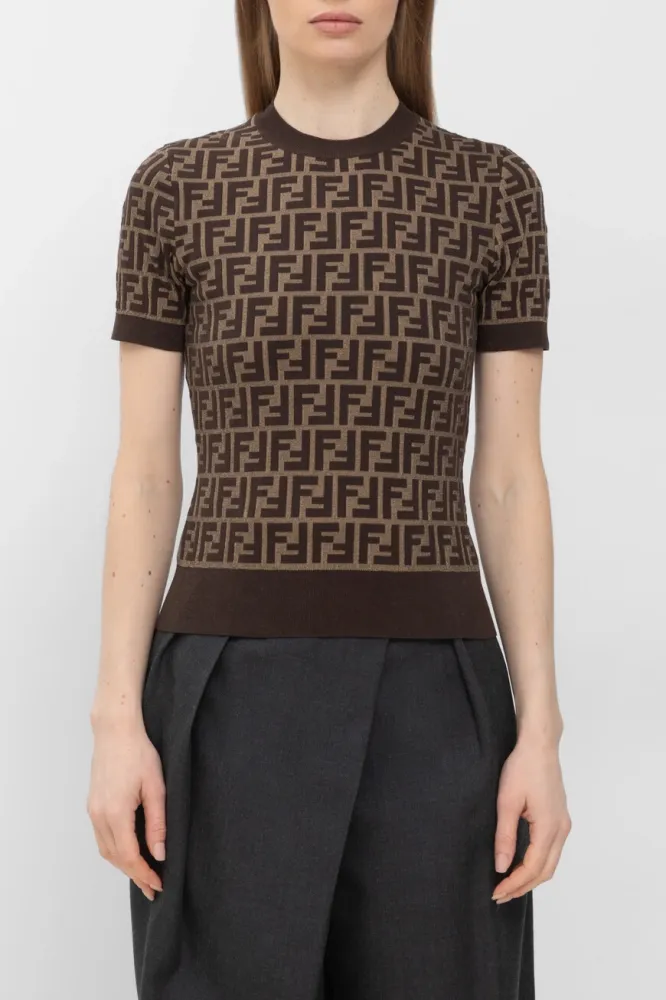Пуловер Fendi Tobacco Brown: Трикотаж с мотивом FF