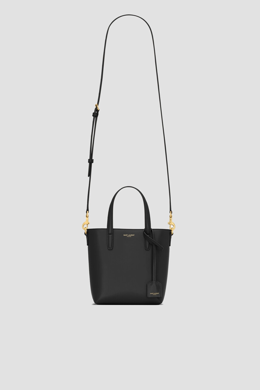 Сумка Saint Laurent Mini Toy Shopping — чёрная кожа, лого Cassandre