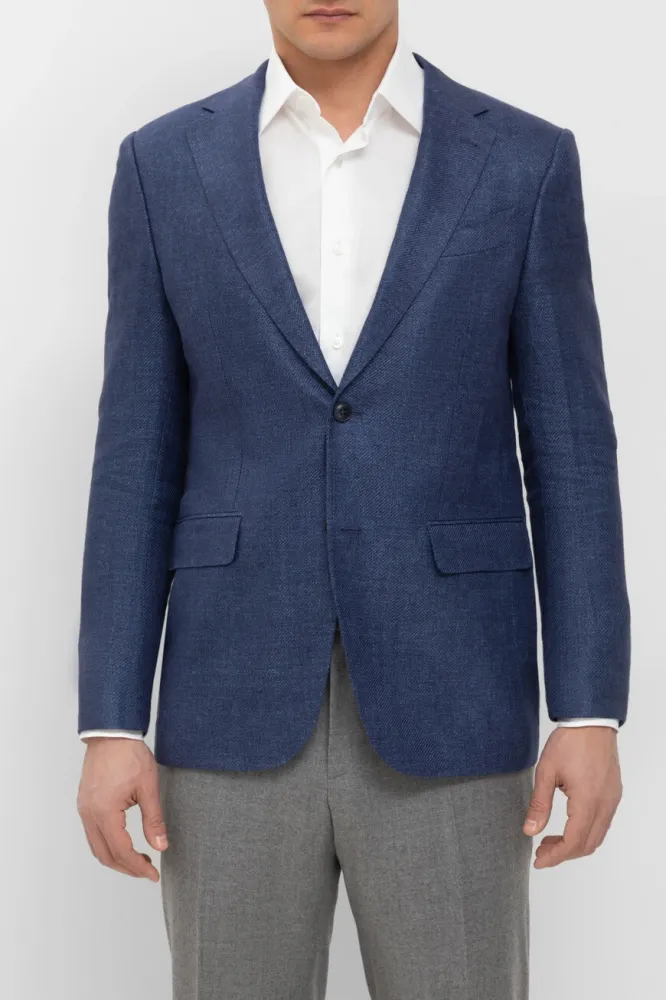 Пиджак Fargoni: Шерсть, Синий, Smart Casual