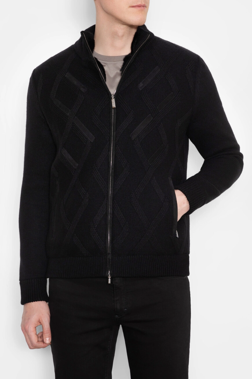 Кардиган Zilli: Кашемир, Овчина, Черный
