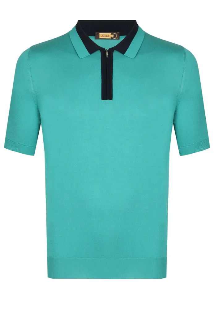 Поло Zilli: Шелк, Хлопок, Бирюза. Купить Онлайн