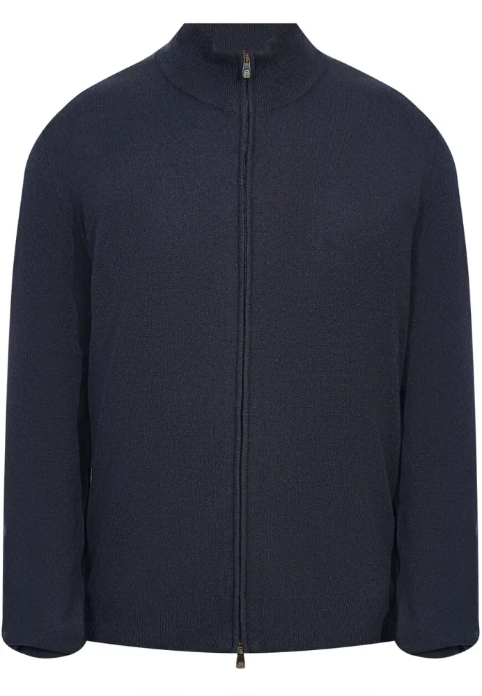 Пуловер Corneliani: синий джемпер с молнией