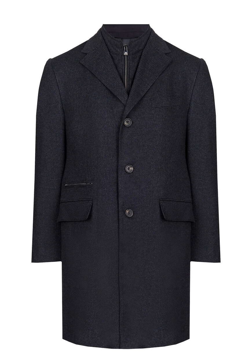 Пальто Corneliani: Серое, шерстяное, однобортное